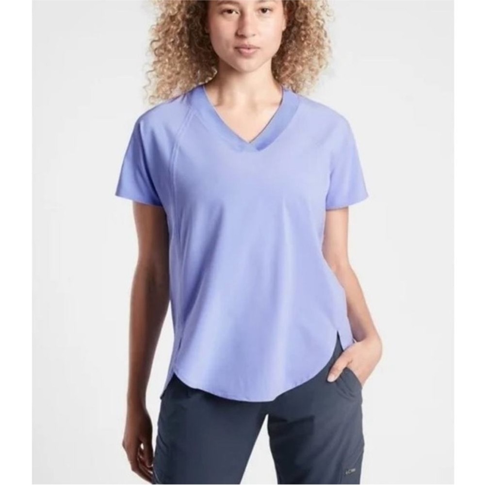 Athleta Zephyr Short Sleeve V Neck Athletic T-Shirt Periwinkle Blue